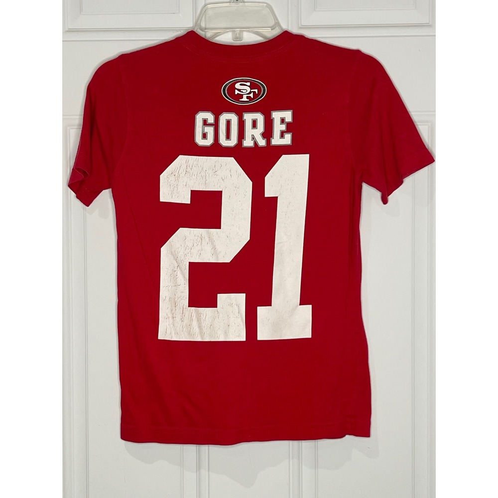 NFL San Francisco 49ers Frank Gore 21 Youth Medium Red T-Shirt 10/12